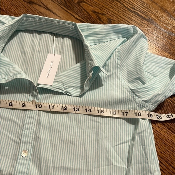 NEW Outerknown | Button Down Blouse White Blue‎ Sz S - Picture 7 of 8